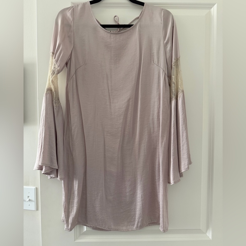 Womens Dusty Pink Bell Sleeve Tunic Top